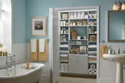 Luxury linen closet located in a private master bath Luxury linen closet located in a private master bath