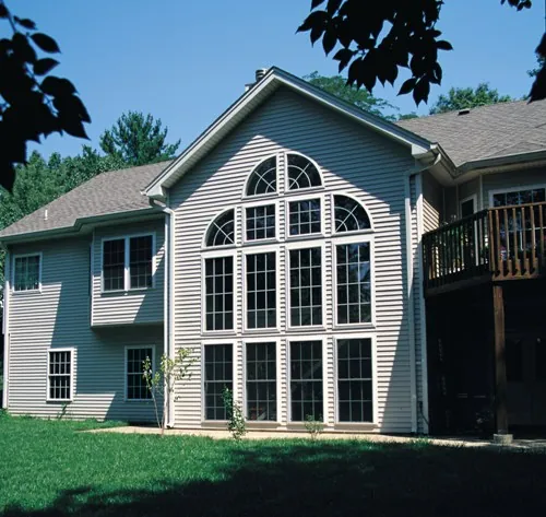 Rear atrium ranch window wall Traditional One Story Atrium Ranch Home