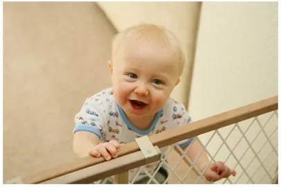 child behind gate baby behind safety gate