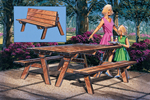 Wood picnic table that can convert into a bench