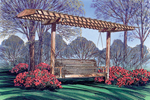 Wood covered swing shaded by top design