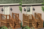 Raised entry porchis all wood and has lattice design below