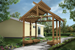 Impressive wood garden entryway has Craftsman style feel 