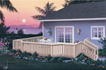 Bay-shaped deck has railing for added safety and style