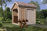 Storage shed with log bin is perfect for keeping a backayrd wood pile out of sight