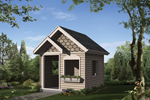 This children's playhouse has multiple windows and a planter box on the front for added charm