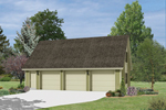 This three-car garage has a simplistic style design that would work particularly well with a modern home plan