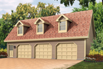Cape Cod style three-car agareg apartment with triple dormers on the roof
