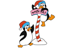 Front View: 593-002D-9004 - Penguins with Sign