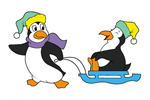 Front View: 593-002D-9006 - Penguins with Sled