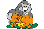 Front View: 593-002D-9502 - Cat on Pumpkin