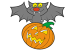 Front View: 593-002D-9503 - Bat Atop Pumpkin