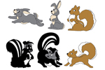 Front View: 593-002D-9805 - Squirrels, Rabbits and Skunks