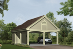 Two-car carport has a corner storage area for convenience