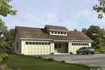 Four-car garage has center celerestory window on the roof and center double door