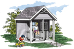 This terrific playhouse has a covered front porch and is perfect for your children 