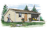 This large saltbox storage shed provides a large space for yard equipment and storage