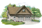 Two-car garage has gabled loft area above