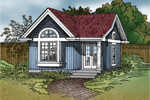 Quaint cottage style has covered front porch and arched box-bay window