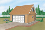 Two-car garage with loft above and side entry door