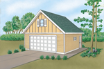 Combination siding style gives this two-car garage with loft character