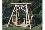 Outdoor wood canopy glider swing is a great addition to a backyard