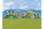 Bunny train is a fun and colorful yard art pattern of an Easter bunny train